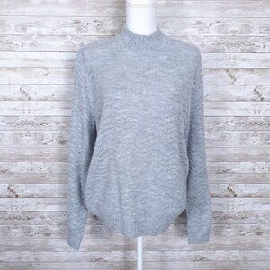 Elodie Womens Sweater L Mock Neck Gray 492A